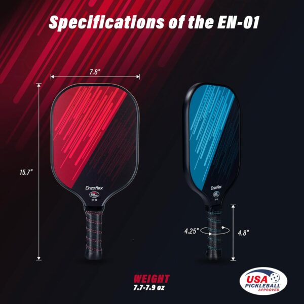 Pickleball Paddles Set of 2, USAPA Approved Carbon Fiber Pickle Ball Rackets 2 Pack, 14mm Polypropylene Honeycomb Core, Lightweight Design, Perfect for Beginners and Advanced Players