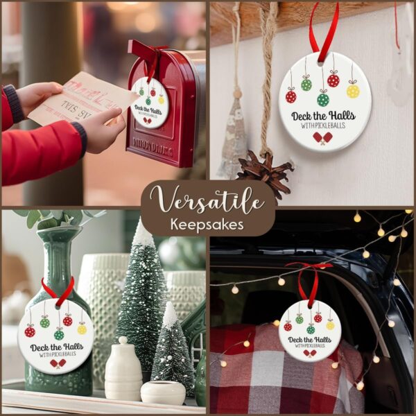 Pickleball Ornament for Christmas Tree Decor, Xmas Hanging Ornaments, Deck The Halls Gifts for Pickleball Lover and Sport Lovers