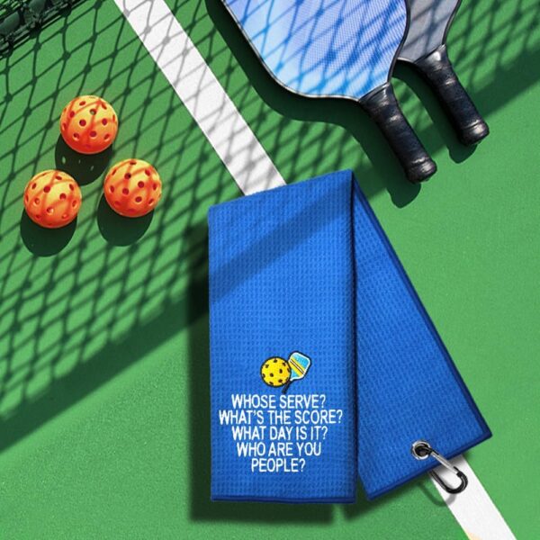Whose Serve Whats The Score Embroidered Towel, Funny Towel for Bag with Clip, Player Gift, Birthday Retirement Gift for Grandpa Pickleball Lover