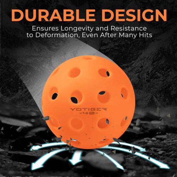 YOTIGER Pickleball Balls, 4 Pack | 12 Pack | 36 Pack - 40 Holes, High Visibility & Bounce, Durable for All Skill Levels