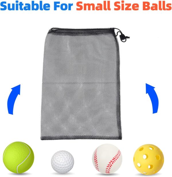GSE Games & Sports Expert 18"x12" Black Mesh Drawstring Bag for Baseball, Softball, Tennis, Pickleball Ball, Golf Ball. Mesh Sports Equipment Bag with Lock for Gym Training, Beach, Laundry