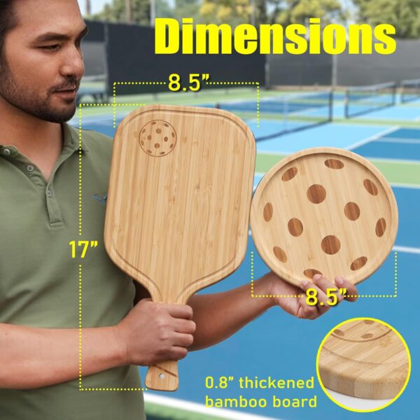 Pickleball Charcuterie Boards Set, Cheese Board with Handle 17"x8.5"+ Plate 8.5", Serving Tray & Cutting Board Set for Pickleball Fans Club Gatherings, Gifts for Pickleballs Lovers
