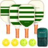 71mmUhhkq5L._AC_SL1500_.jpg Pickleball Paddles Set of 4,USAPA Approved Pickleball Paddle Cute Pickleball Set with 4 Pickleball Paddles, 4 Indoor & Outdoor Balls and 1 Carry Bag, Pickle Ball Set for Men Women Beginners