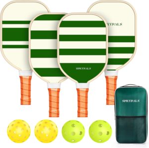 Pickleball Paddles Set of 4,USAPA Approved Pickleball Paddle Cute Pickleball Set with 4 Pickleball Paddles, 4 Indoor & Outdoor Balls and 1 Carry Bag, Pickle Ball Set for Men Women Beginners