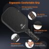 Carbon Fiber Pickleball Paddle, Carbon Fiber Surface (CFS) Pickle Ball Paddles with 16mm Honeycomb Core, Lightweight, Shock-Absorbing Paddle with Anti-Slip Grip, Ideal for Novice & Pro Players