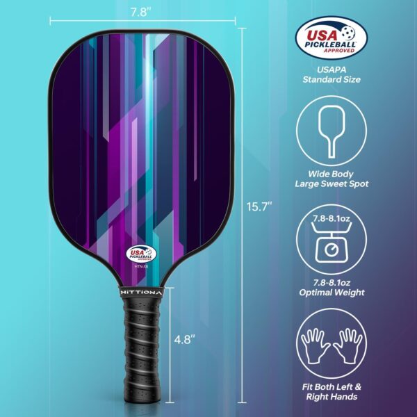 Pickleball Paddles Set of 2 - Fiberglass Pickleball Paddles for Beginners, USAPA Approved Pickle Ball Rackets 2 Pack with 4 Pickleball Balls, 1 Pickleball Net Bag, Paddles Ball Set Outdoor Indoor