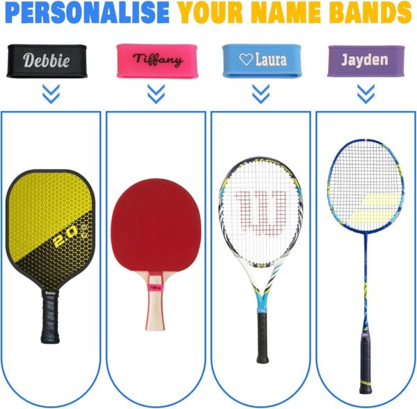 2 Pcs Custom Pickleball Paddle Name Bands - Personalized Silicone Ring Grip Bands for Paddles Grip on Racket Racquetball for Pickleball Lovers