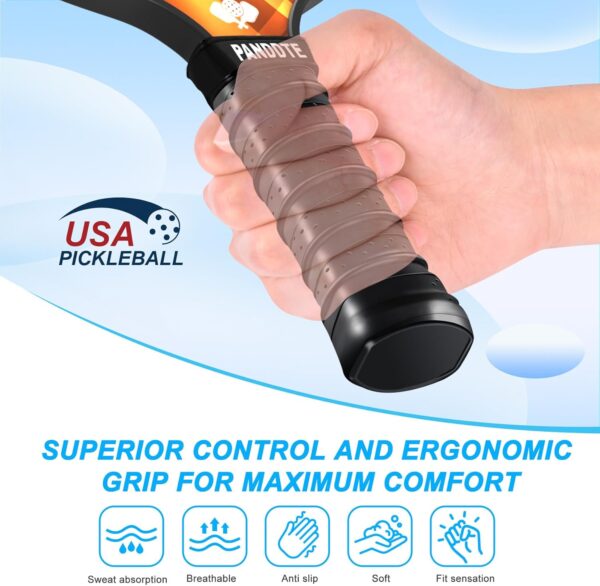 Pickleball Paddles, Graphite Pickleball Paddle Set of 4, Pickleball Set with 4 Pickleball Balls, 4 Replacement Grip,and Bag, Pickleball Rackets for Beginners & Pros