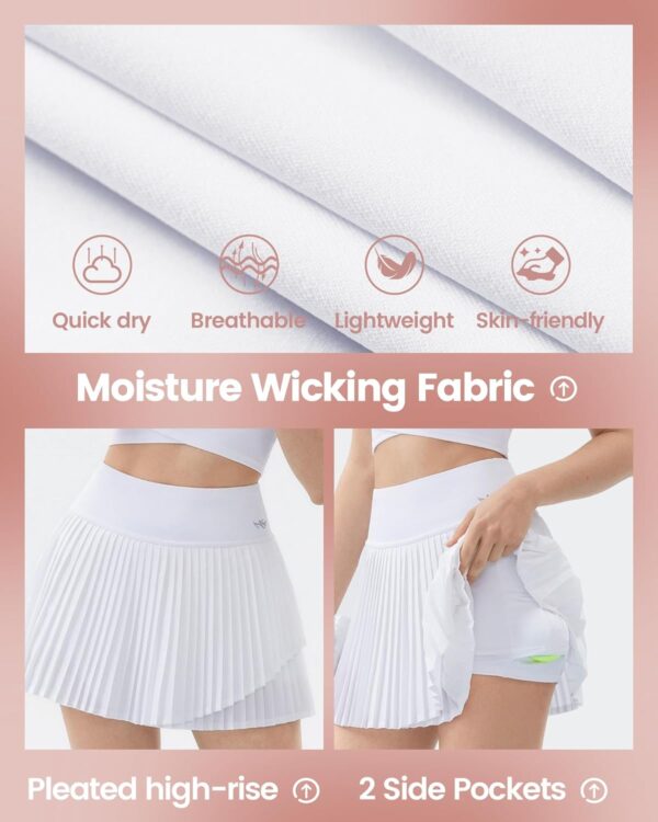 Angel season Pleated Tennis Skirts for Women with Pockets High Waist Golf Skorts Lightweight Athletic Mini Short Skirts