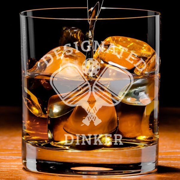 Designated Dinker - Funny Pickleball Birthday Present Idea for Women Men - Hilarious Gifts for Sports Dink Player Dad Mom Uncle Aunt Boyfriend Girlfriend Coach - 11oz Bourbon Scotch Whiskey Glass