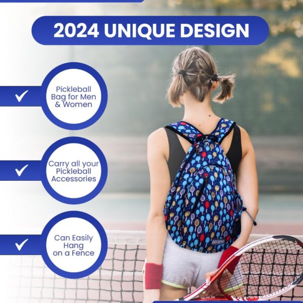 Pickleball Bag for Men & Women Pickleball Backpack - Adjustable Sling Bag/Crossbody with Fence Hook
