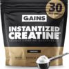 Gains in Bulk Instantized Creatine Monohydrate for Women and Men, Soluble Pre Workout Powder, Supports Muscle Building, Strength and Performance, Bodybuilding Supplements, Unflavored, 30 Servings