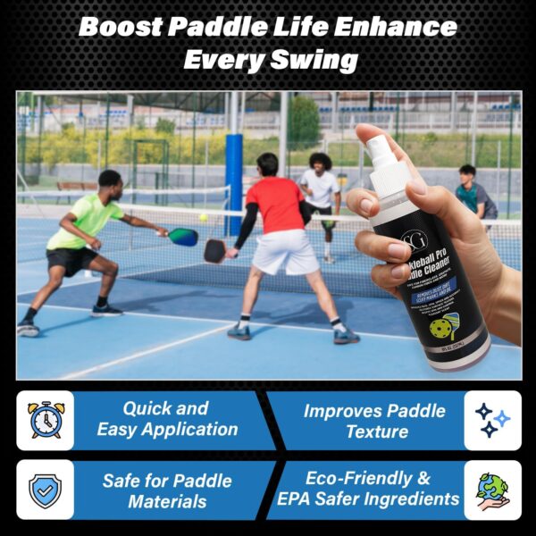 Pickleball Paddle Cleaner Spray - Removes Dirt, Ball Residue, Scuff Marks- EPA Safer Ingredients, Pickleball Accessories, Pickleball Gifts, Presidents Day Deals - 8 FL Oz (Cloth & Thumb Tape Included)