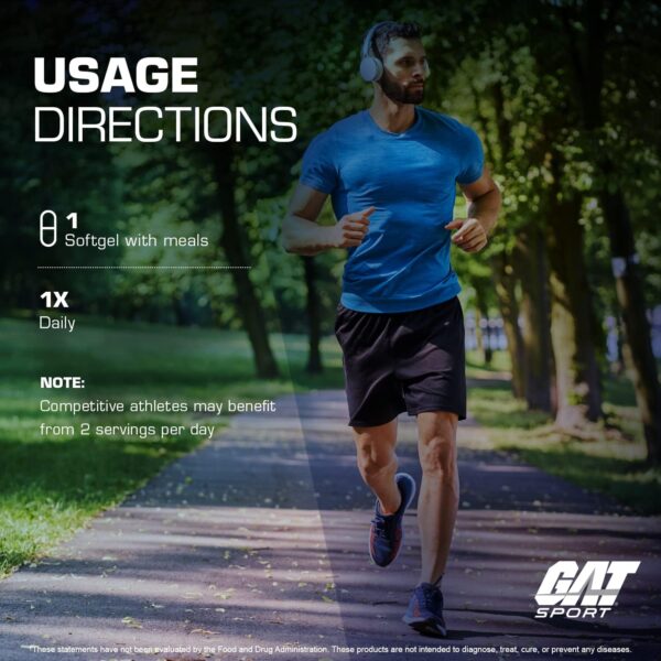GAT SPORT Omega-3 Fish Oil, High Potency EPA, DHA, Brain, GLP1 Support, 90 Softgels