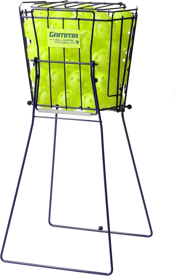 GAMMA Sports Ball Hopper Pickleball 50 - Pickleball Picker Upper with Unique Basket Shape, Reinforced Side Welds, 50-Ball Capacity, Carbon Steel, Maximum Durability