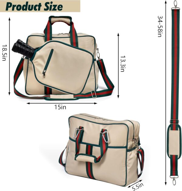 Pickleball Bags for Women, Pickleball Bag Tote with Front Pocket Fits 2 Paddles, Cute Pickleball Paddle Bag with Fence Hook & Shoulder Strap, Pickleball Gifts Accessories for Women Ladies