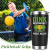Lifecapido Dink Responsibly 20 oz Insulated Tumbler With Lid - Pickleball Gift for Players, Lovers, Coach - Birthday - Black