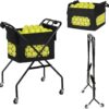 Pickleball Tennis Ball Hopper Tennis Basket Foldable Pickleball Ball Holder Caddy with Wheels Removable Bag Portable Tennis Ball Picker Cart Holds 170 Tennis Balls or 140 Pickleballs
