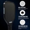 Professor Precision Pickleball Training Paddle - Sweet Spot Enhancement Paddle with Extended Handle - T700 Raw Carbon Fiber Construction, 16MM Core Practice Pickleball Trainer Paddle, Black