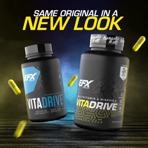 EFX Sports Vita Drive | Multivitamin Formulated for Athletes | Complex of Vitamins, Minerals, Micronutrients, & Antioxidants | 30 Servings, 120 Capsules
