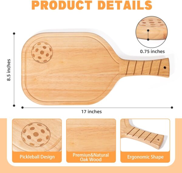 Pickleball Gifts for Women Men - Pickleball Charcuterie Boards with Handle & Box, Large Cheeseboard Wood Kitchen Decorations, 17 Inch