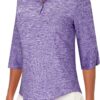 LURANEE Womens Golf Shirt Quick Dry 3/4 Sleeve T Shirts 2-Buttons Polo Workout Tops UPF 50+ Shirts S-2XL