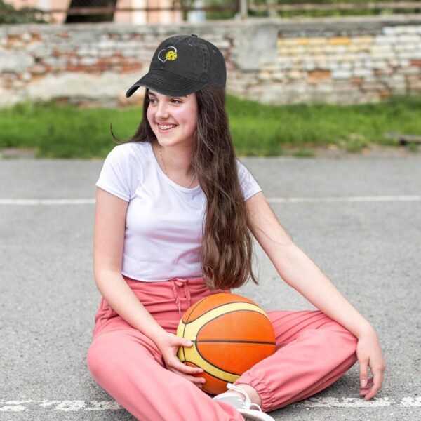 Women's Pickleball Hat for Men Women, Adjustable Vintage Distressed Washed Dink Heart Pickle Ball Baseball Cap
