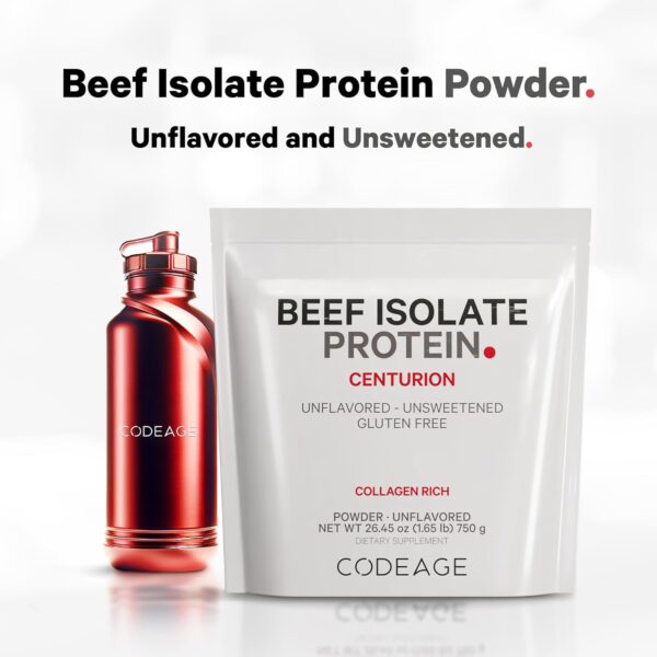 Codeage Grass-Fed Beef Isolate Protein Powder Supplement - 20 Amino Acids, Collagen-Rich - Athletes & Sports - Unflavored Carnivore Protein Supplement, BCAA & EAA Supplement - Gluten-Free - 26.45 oz