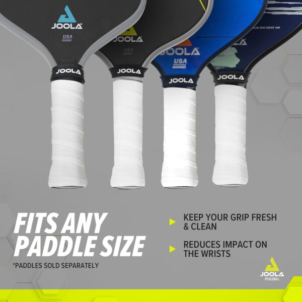 JOOLA Pickleball Overgrip - Tacky Feel Premium Synthetic Overgrips - Set of 4 - Pickleball Grip Tape for Any Brand Racket - Anti Slip Pickleball Tape Fits Elongated, Standard & Skinny Handles,White