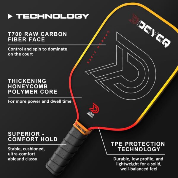 Pickleball Paddles - Professional Carbon Fiber Paddle with Honeycomb Core Pickleball Rackets - Lightweight Precision & Enhanced Shock Absorption for High Spin & Powerful Shots