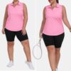 MoFiz Womens Plus Size Sleeveless Golf Shirt V-Neck Collared Golf Polos Athletic Tennis Racerback Tank Tops