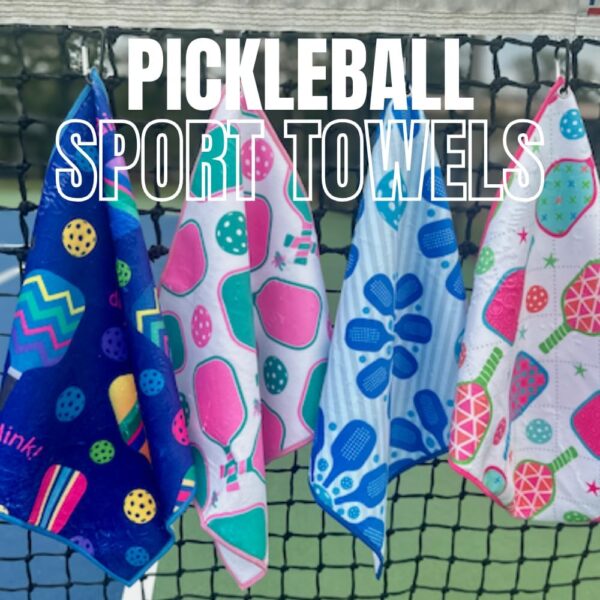 Pickleball Gift, Pickleball Towel, Pickleball Accessories for Women, Microfiber & Cotton Athletic Towels with Carabiner Clip, Pickle Ball Gifts, Pickleball Gear (Blue Dink)