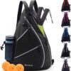 ZOEA Pickleball Bag, Sport Pickleball Sling Bag for Women Man, Adjustable Pickleball Backpack with Fence Hook Water Bottle Holder, Fits 4 Paddles and All Your Other Gear