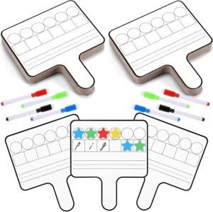 Jetec 8 Pcs Magnetic Paddle Set Phonemic Awareness Dry Erase Double Sided Handheld Answer Board Word Paddle with Dry Erase Markers Phonics Games for Students Kids Teaching (Star Shaped Counters)