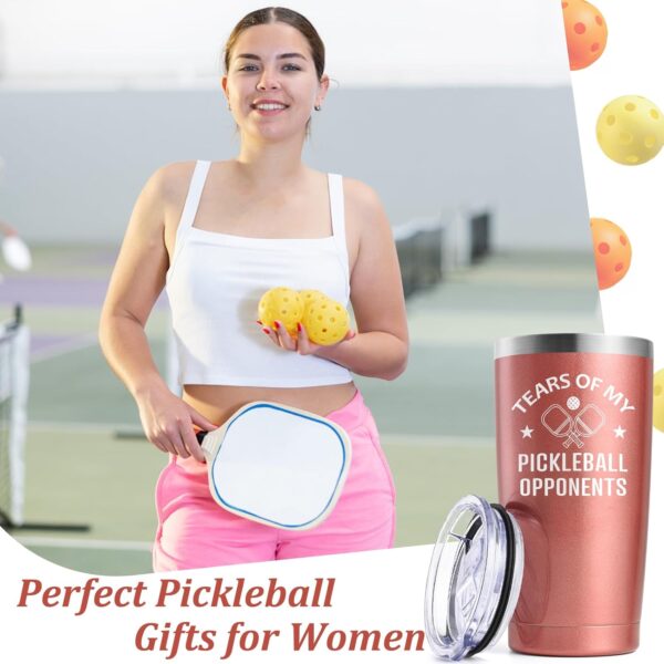 Lifecapido Pickleball Gifts 20oz Insulated Tumbler, Funny Christmas Birthday Gifts for Pickleball Lovers Player Coach (Rose Gold)