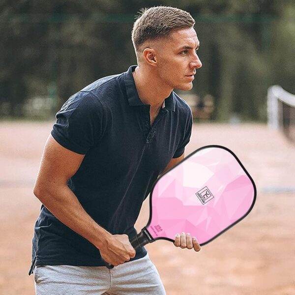 YC DGYCASI Pickleball Paddles Set of 2, 2025 USAPA Approved Fiberglass Pickleball Set, Lightweight Pickle Ball Rackets 2 Pack, 2 Outdoor Pickleball Balls, 2 Indoor Balls, 1 Bag, Pink