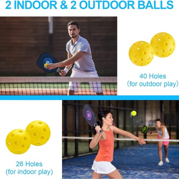 Pickleball Paddles, USAPA Standard Graphite Pickleball Paddles Set of 2, Lightweight Pickleball Set with 4 Pickleball Balls & 1 Portable Bag, Pickle Ball Paddle for Women Men