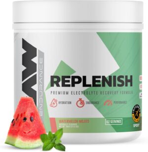 RAW Replenish, Premium Electrolytes Powder Recovery Formula - Flavored Electrolyte Drink Mix Supplement for Hydration, Replenishment, Endurance & Performance (60 Serving, Watermelon Mojito)