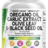 Clean Nutra Oregano Oil with Black Seed Oil Garlic Olive Leaf Extract - Oil of Oregano Capsules Immune Support Carvacrol & Thymoquinone Supplement for Women and Men + Elderberry Vitamin D3 & Zinc