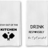 Funny Kitchen Waffle Towel Set for Pickleball Lover - Dink Responsibly - Pickleball Player Puns - Pickleball Gift for Him or Her Birthday Retirement