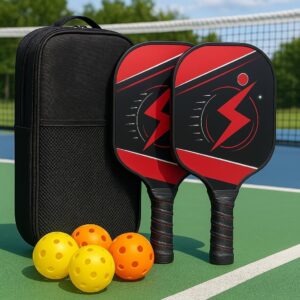 Professional Pickleball Paddle Set | 2 Pack | Premium Fiberglass & Polypropylene Honeycomb Core | Ergonomic Grip | Portable Carry Bag