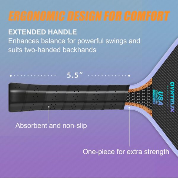 Pickleball Paddle - Carbon Fiber Pickleball Paddle with 16mm Thermoformed Power Core, 3K Raw Carbon Fiber Surface for Superior Spin & Consistency