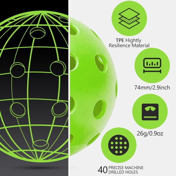 Navona Premium 40-Holes Green Outdoor Pickleball Balls