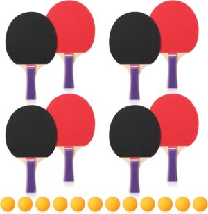 Outus 4 Pack Portable Table Tennis Set Table Tennis Paddle Kit 8 Table Tennis Paddles and 12 Balls Table Tennis Racket Player Set for Starter Indoor Outdoor