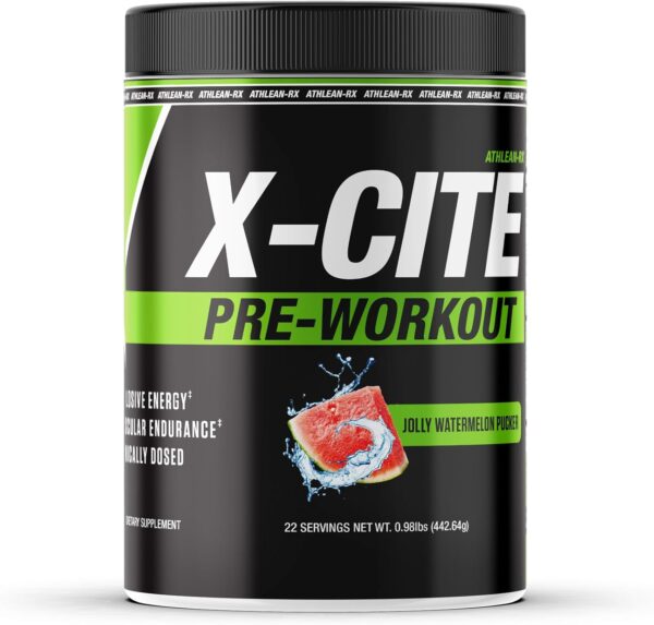 ATHLEAN-X X-CITE Pre-Workout Supplement - Boost Energy, Endurance, and Focus with Natural Ingredients - Jolly Watermelon Pucker