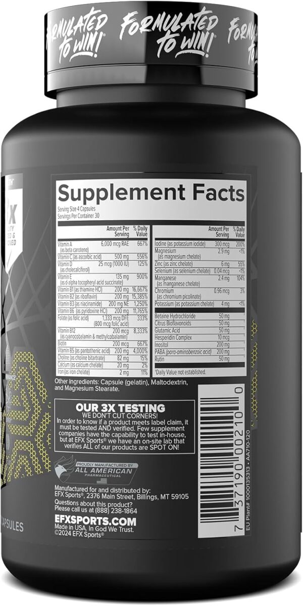 EFX Sports Vita Drive | Multivitamin Formulated for Athletes | Complex of Vitamins, Minerals, Micronutrients, & Antioxidants | 30 Servings, 120 Capsules