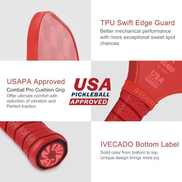 Pickleball Paddle Carbon Fiber USAPA Approved Thicker Honeycomb Core Pickle Ball Rackets Gift with Cover for Women and Men