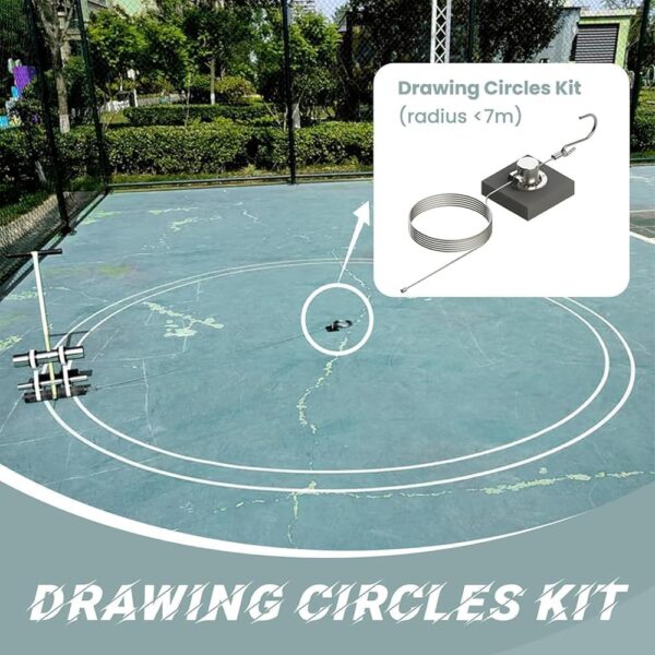 Floor tape applicator, court line tape machine Pickleball court concrete marking set, sports field marking machine, basketball court concrete, asphalt, road warning line set (with circle drawing set)