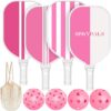 Pickleball Paddles Set of 4, USAPA Approved Pickleball Set of 4 with 4 Pickleball Balls & 1 Carry Bag Premium Wooden Cute Pickle Ball Paddles Rackets Ergonomic Cushion Grip Gifts for Women Youth Men