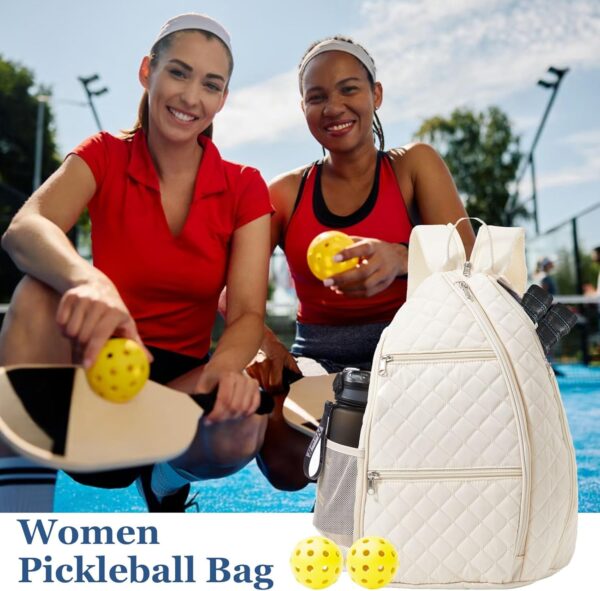 Pickleball Bag for Women Pickelball Backpack Large Quilted Sling Bags, Holds Pickleball Paddle Tennis Racket